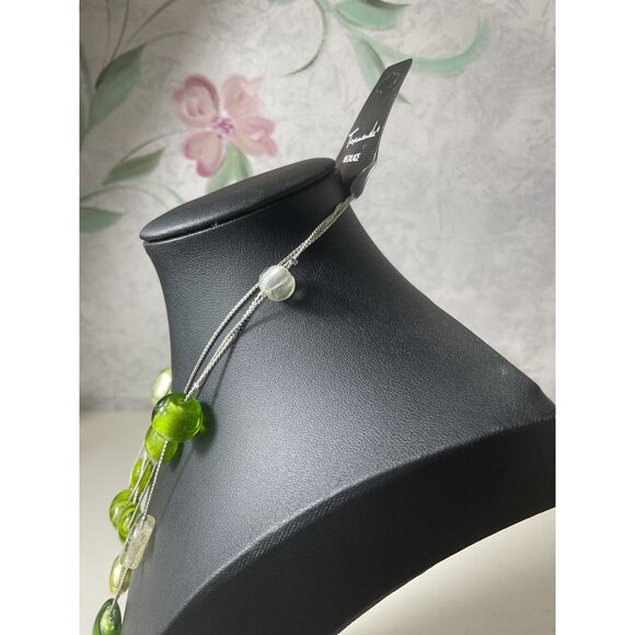 Taramanda Multistrand Necklace With Green Glass Beads & Adjustable Chain - Picture 3 of 4